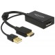 DeLOCK 0.245m HDMI+USB2.0-A/DisplayPort 0.254m HDMI + USB DisplayPort Negro